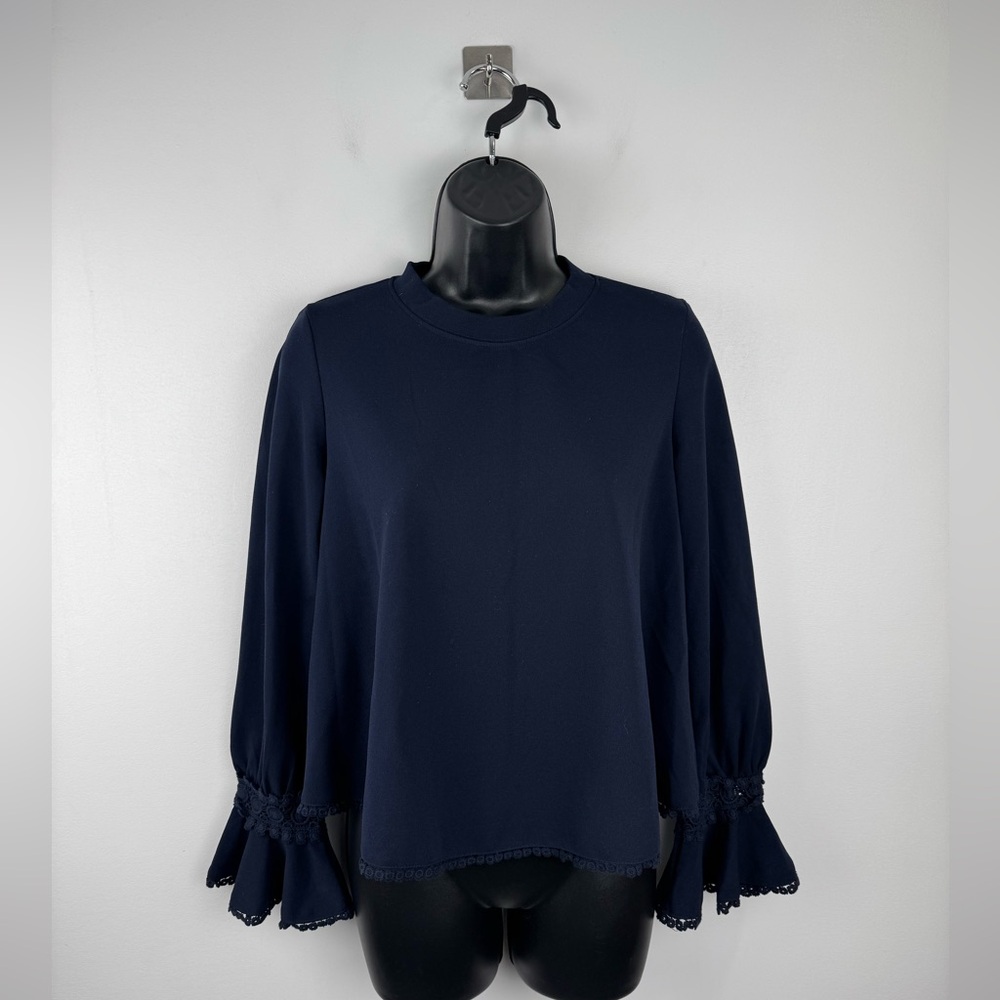Tuckernuck Pomander Place‎ Women Navy Blue Ruffle Top Size XS